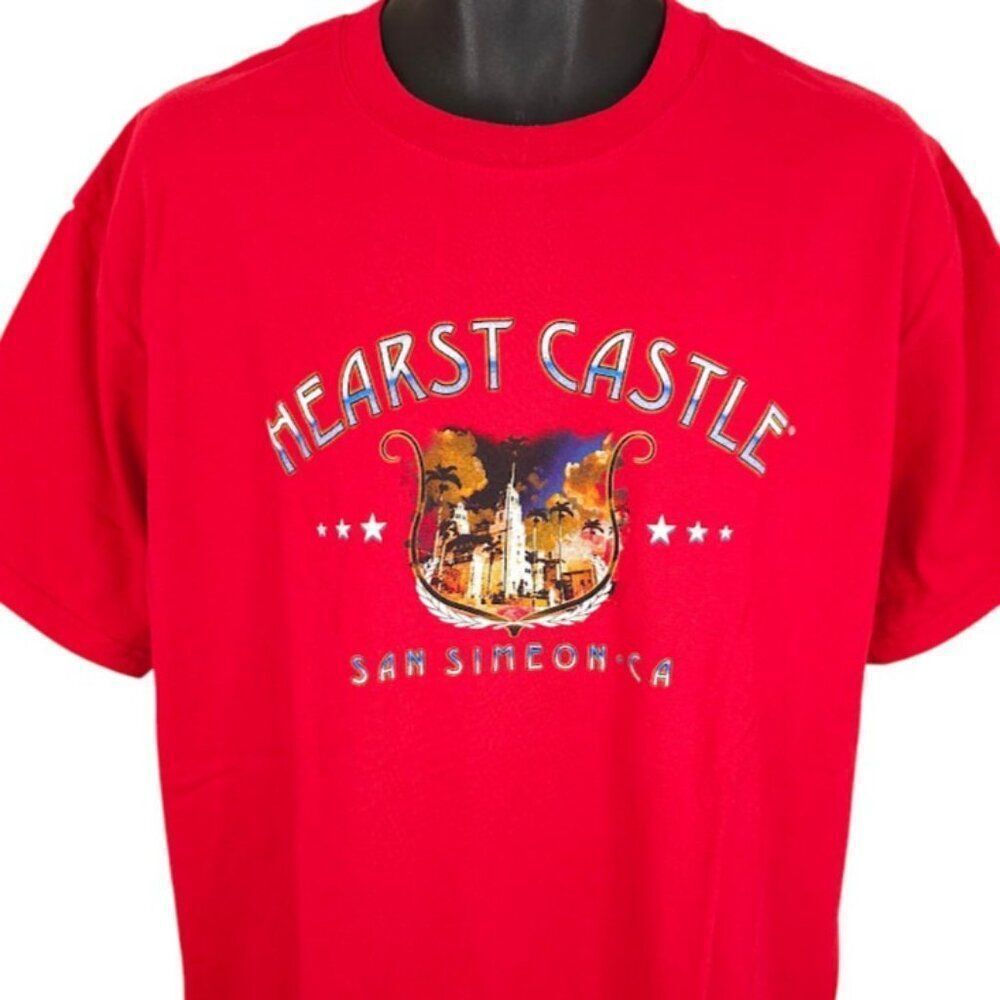 Vintage Hearst Castle T Shirt Mens Size XL Red Y2K San Simeon California